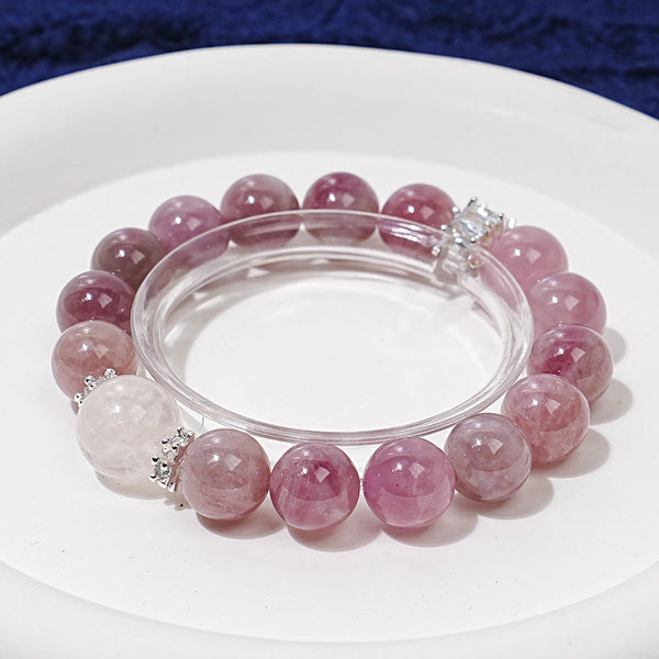 [Peach Tipsy] Bracelet en cristal rose naturel de haute qualité, motif cheval violet, tendance pour femme, bracelet simple cercle étoile rose, vente en gros 