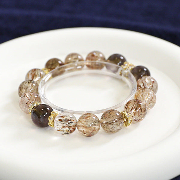 Black - Gold Super Seven Career - boosting Crystal Bracelet