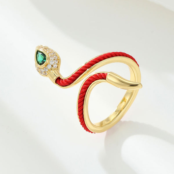 Offener Ring in Schlangenform der Neujahrs-Red-String-Serie